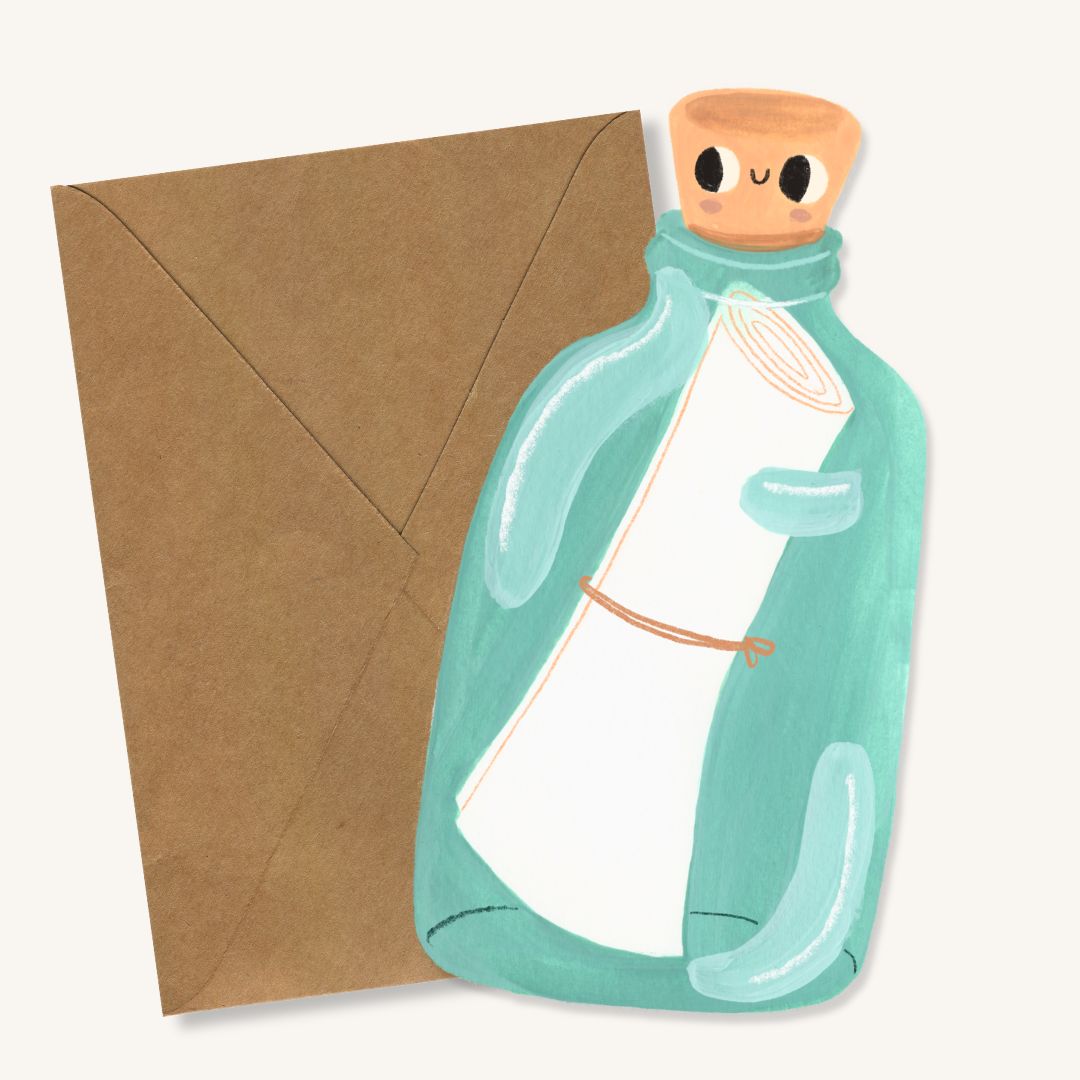 Wenskaart XL Brief in Fles 💌