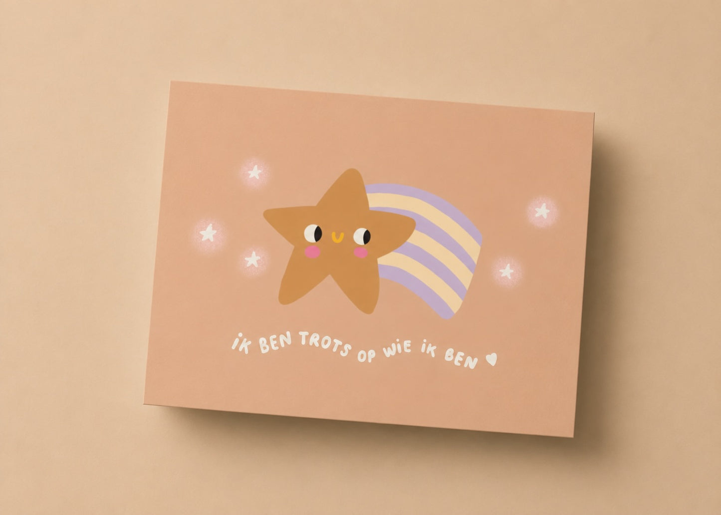 'Ik ben trots op wie ik ben' Affirmatie wenskaart met strijkpatch (PRE-ORDER eind aug)